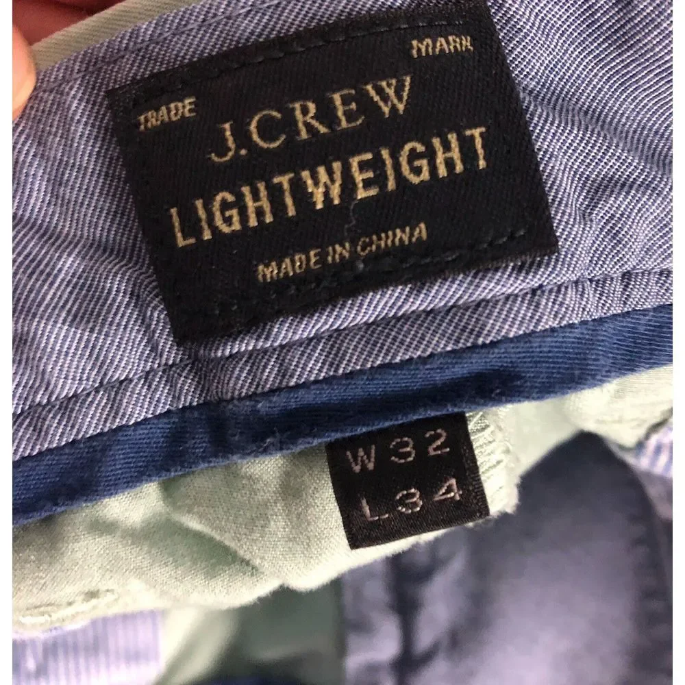 J. Crew Mens stretch Lightweight Cotton Chino‎ Pants 32/34 Green